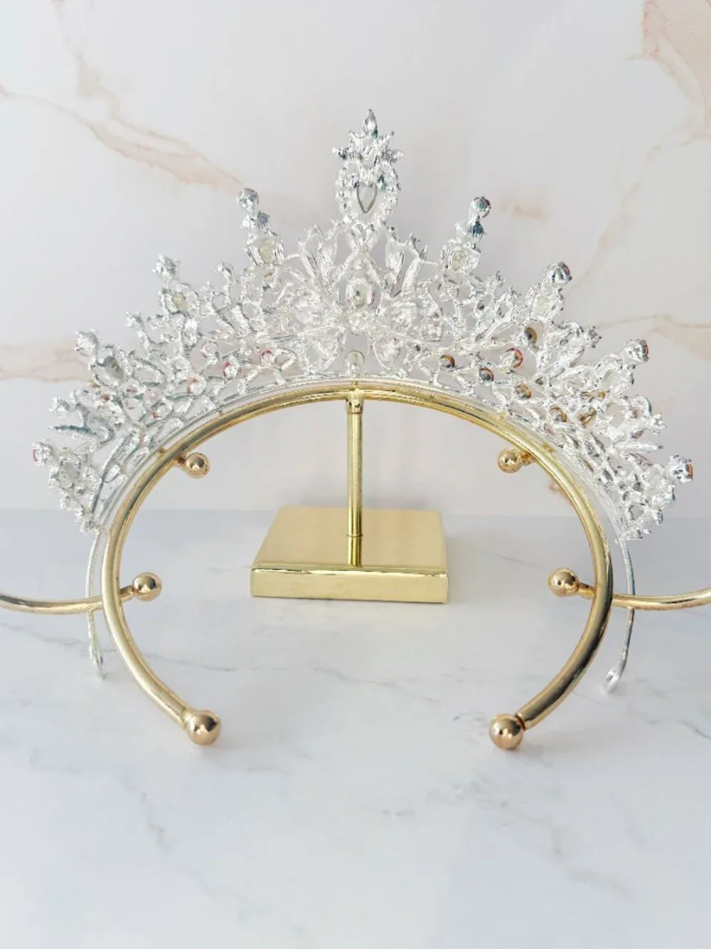 Pink Butterfly Tiara, Silver Crystal Crown for Wedding, Prom & Pageant Headpiece